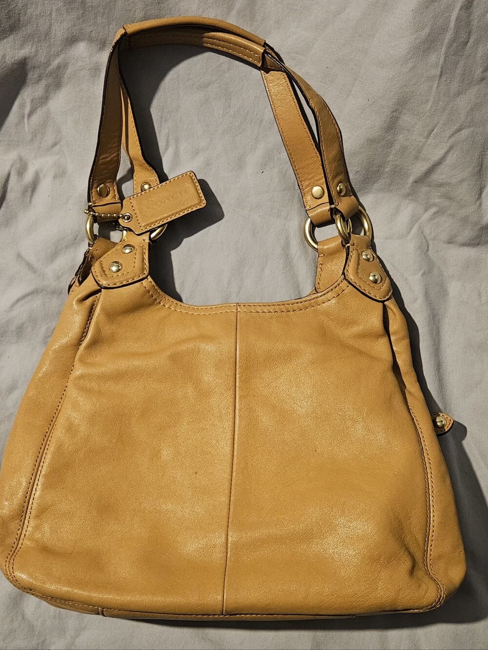 Coach F21926 Ashley Leather Hobo Handbag Shoulder Bag. Tan w/Purple lining. - Picture 13 of 16